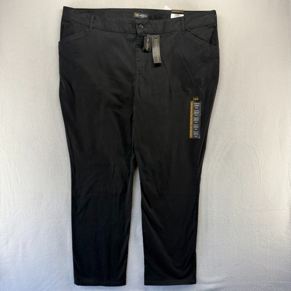 Lee Pants Women's 26 W Black Straight Leg mid Rise Relaxed Cotton Straight NEW